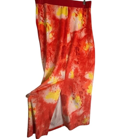 Misa Hylton For INC Womens Red Orange Tie-Dye Maxi Skirt L 93% Polyester 7% Span - Picture 4 of 5